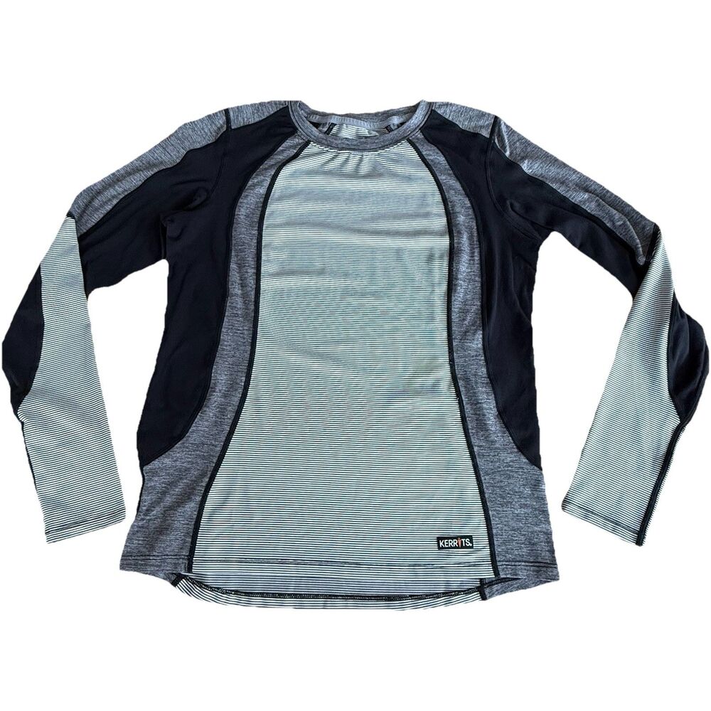 Kerrits First Pass Base Layer Shirt Small Gray Black Equestrian Kwikwarm